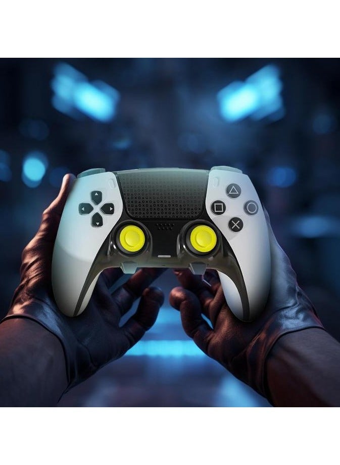 porodo 8 in1 Thumb Stick Caps + Back Buttons Combo for PS5 Edge Controller - Yellow Golden  - Image 4