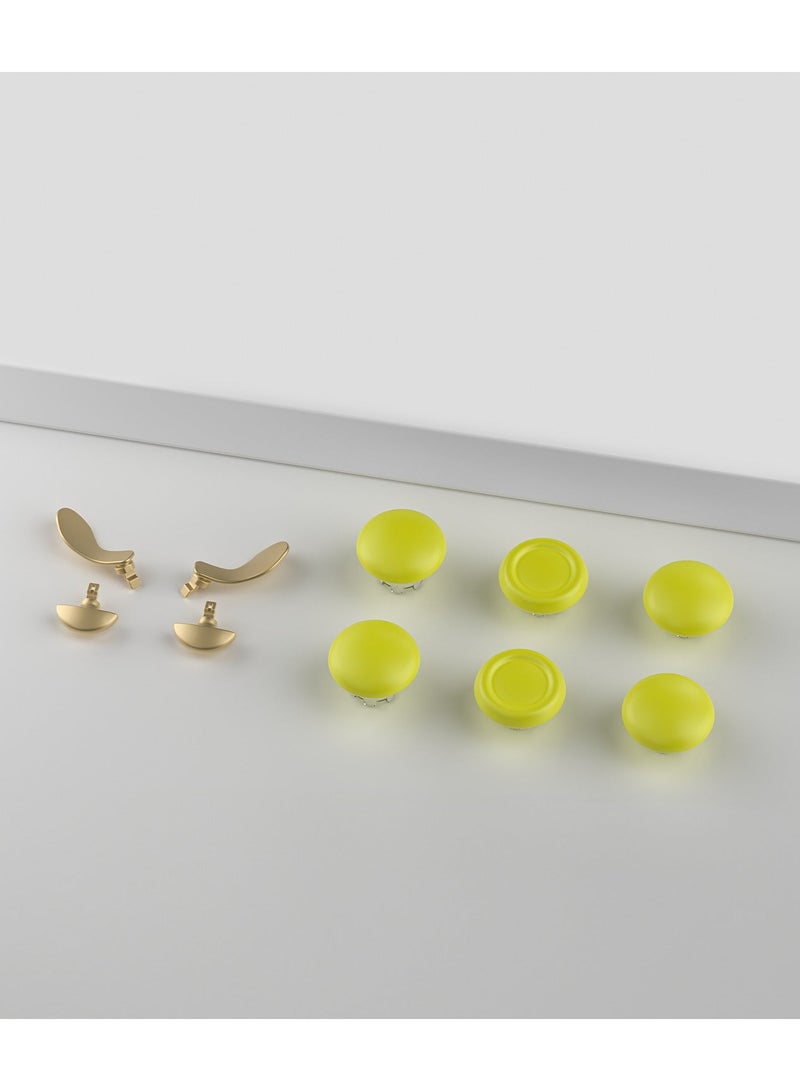porodo 8 in1 Thumb Stick Caps + Back Buttons Combo for PS5 Edge Controller - Yellow Golden - Image 3