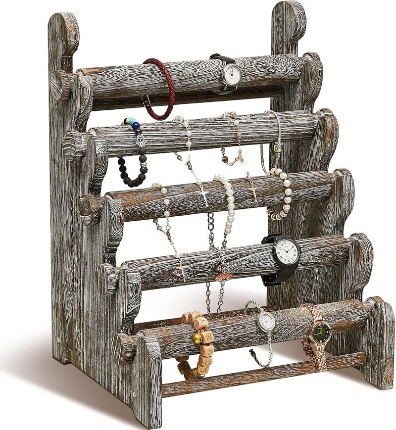 Marsui Wooden Bracelet Holder 5 Tier Bracelet Stand for Jewelry Organizer and Display - Image 1
