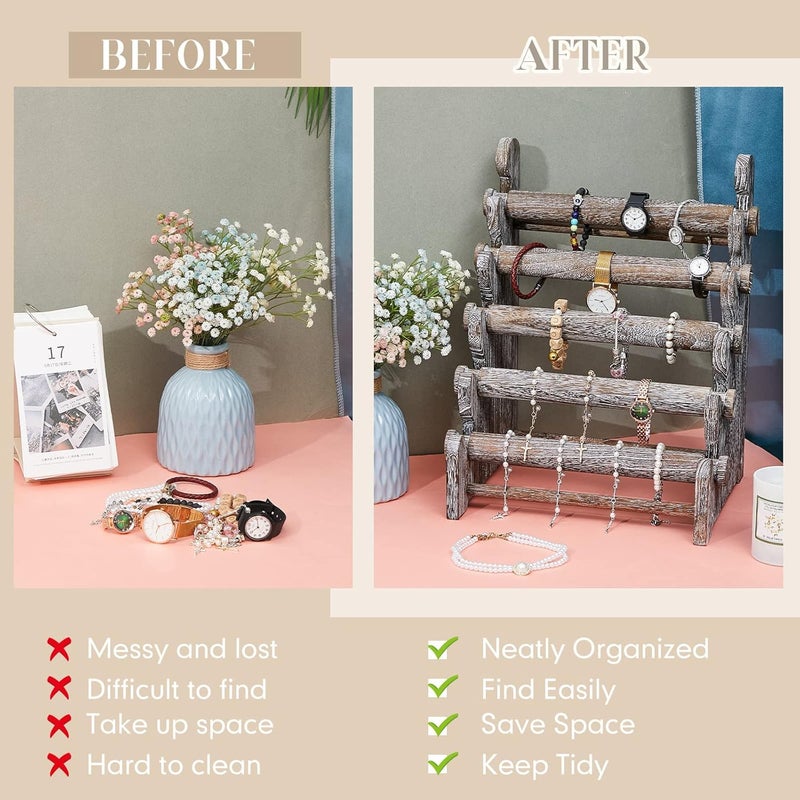 Marsui Wooden Bracelet Holder 5 Tier Bracelet Stand for Jewelry Organizer and Display - Image 4