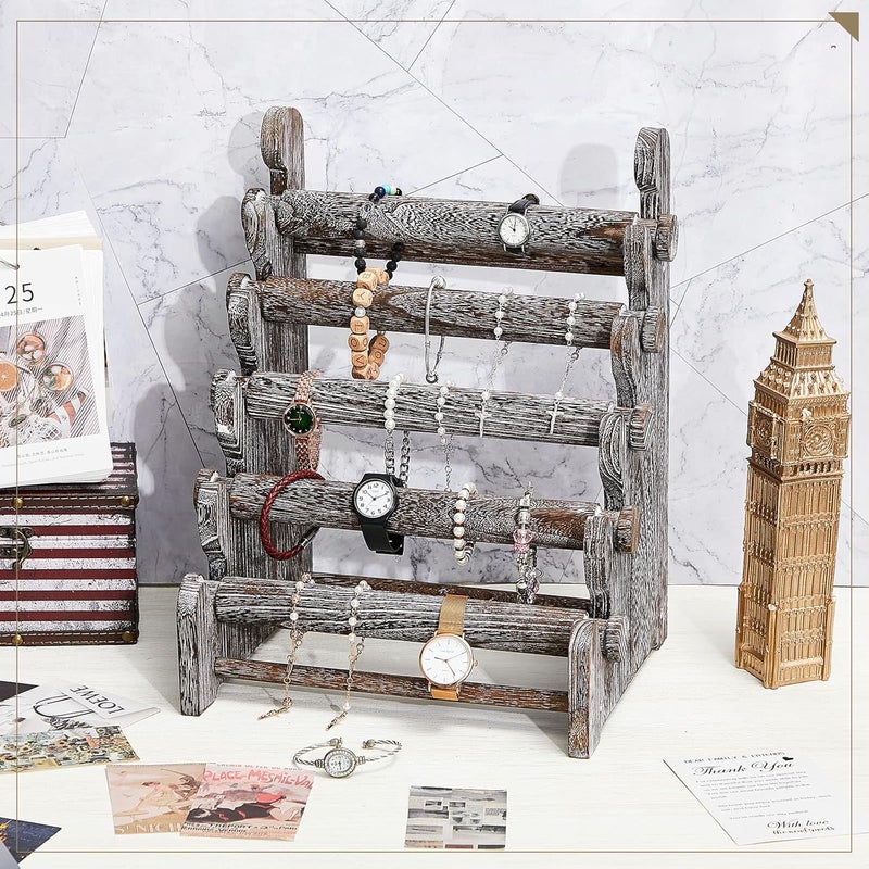 Marsui Wooden Bracelet Holder 5 Tier Bracelet Stand for Jewelry Organizer and Display - Image 3