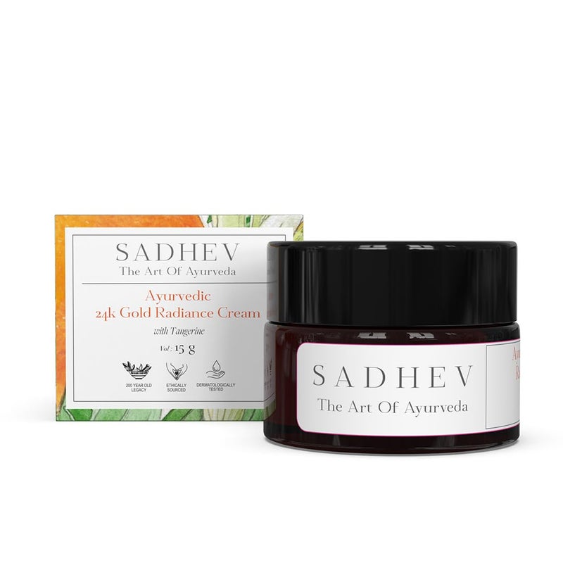 Sadhev Ayurvedic 24K Gold Radiance Cream With Goodness Of Swarna Bhasma And Tangerine for Deeply Nourishes Hydrates And Dark Spots - Image 1