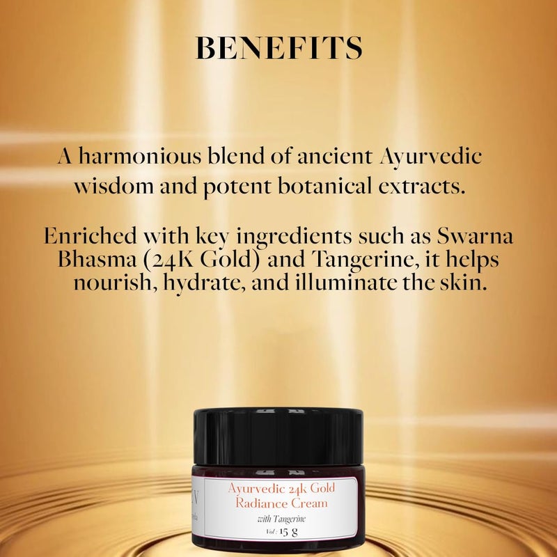 Sadhev Ayurvedic 24K Gold Radiance Cream With Goodness Of Swarna Bhasma And Tangerine for Deeply Nourishes Hydrates And Dark Spots - Image 3