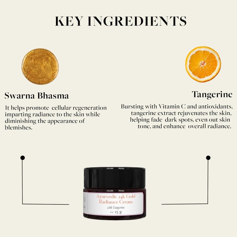 Sadhev Ayurvedic 24K Gold Radiance Cream With Goodness Of Swarna Bhasma And Tangerine for Deeply Nourishes Hydrates And Dark Spots - Image 5