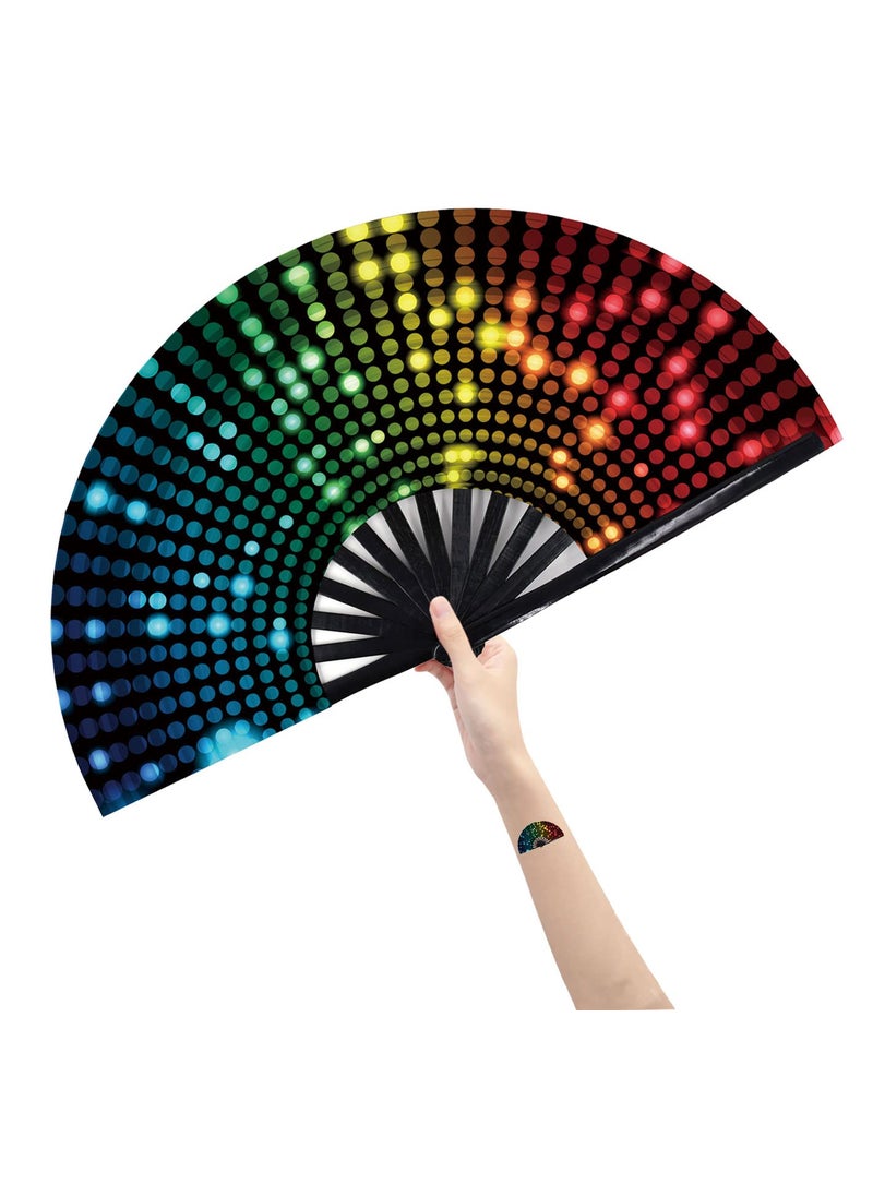 Amajiji Amajiji Large Folding Hand Rave Fan Popping Fan for Line Dancing Clacking Fans for Boots On The Ground DancePartyDecorationFestival DJ Lighting 
