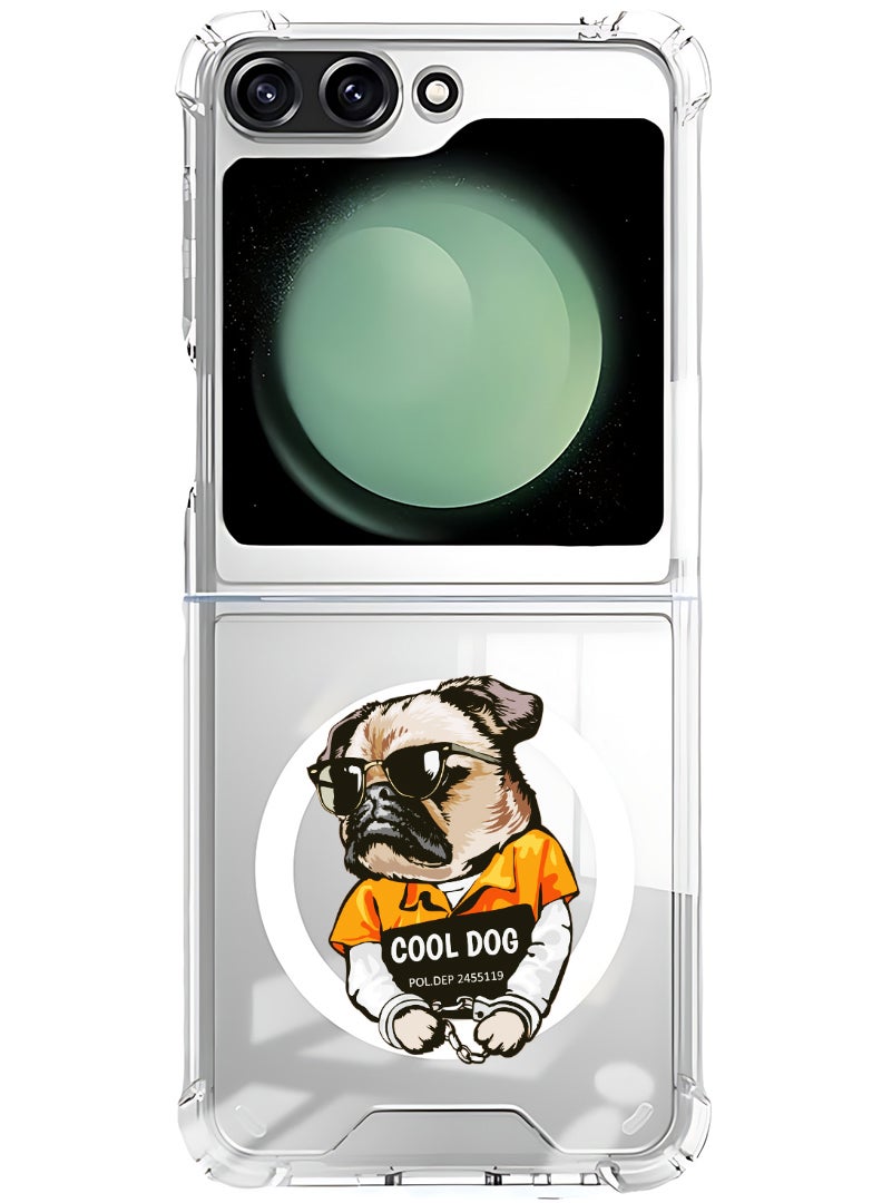 Theodor Magnetic Case for Samsung Galaxy Z Flip 5 Compatible with MagSafe Wireless Charging, Shockproof Phone Bumper Cover cool dog - Image 1