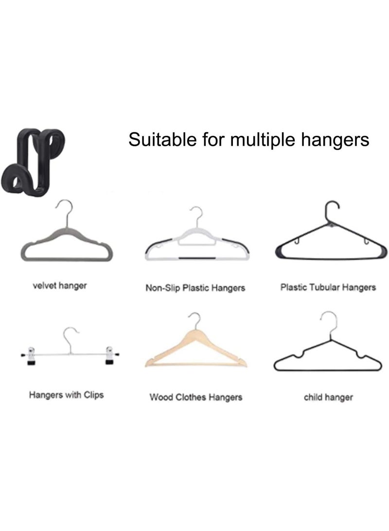 60 Pcs Clothes Hanger Connector Hooks, for Velvet Huggable Hangers, Wooden Hangers, Heavy Duty Space Saving for Closet (Black,60) - Image 2