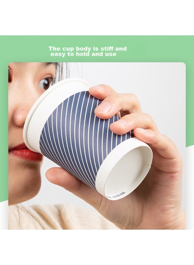 Deli 280ml Disposable Paper Cups, Bamboo Pulp Water/coffee Cups With Stirrers, 50-pack, Blue - Image 3