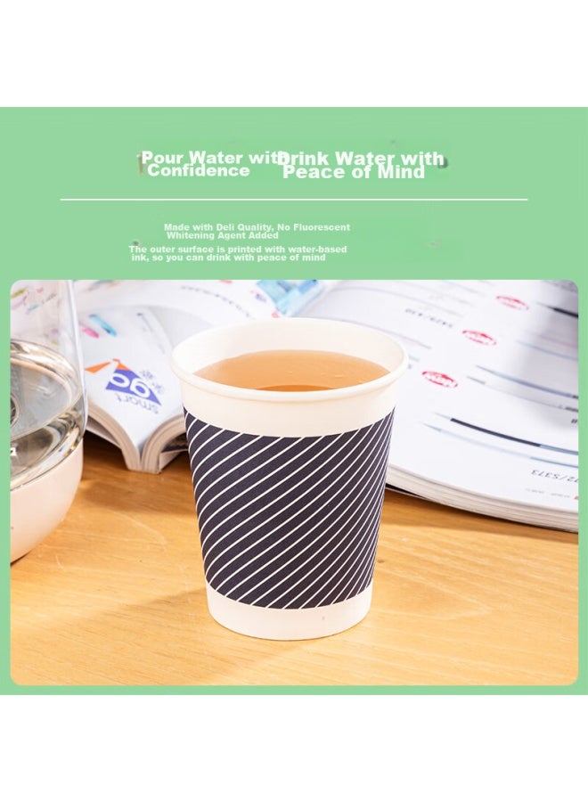 Deli 280ml Disposable Paper Cups, Bamboo Pulp Water/coffee Cups With Stirrers, 50-pack, Blue - Image 5