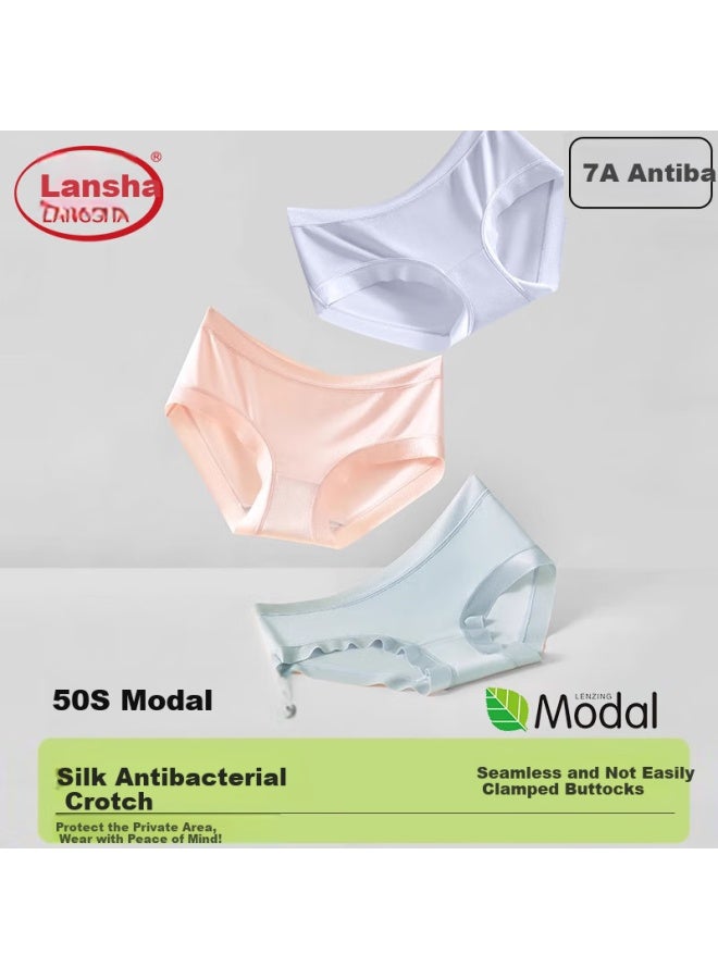 LANG SHA Langsha Modal Women's Seamless 7a Mulberry Silk Antibacterial Breathable Underwear Mid-waist Comfortable Triangle Panties Women - Image 1