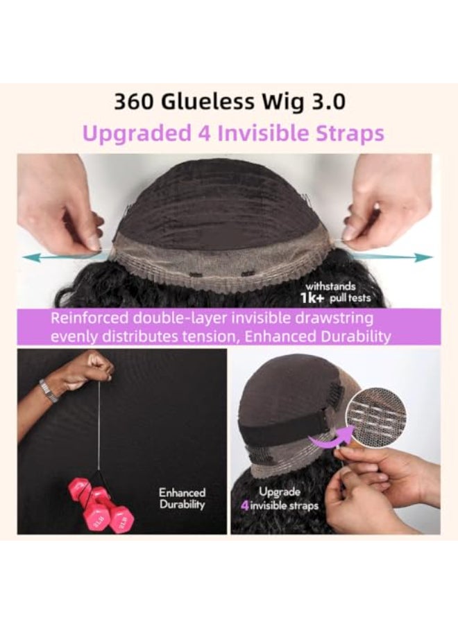 SNV Hidden Strap 360 Skinlike HD Lace Front Wigs Human Hair Water Wave Glueless Wigs Pre Plucked Pre Cut Bleached Tiny Knots 220 Density Full Lace Frontal Wig with Invisible Drawstring Sung Fit 20inch - Image 4