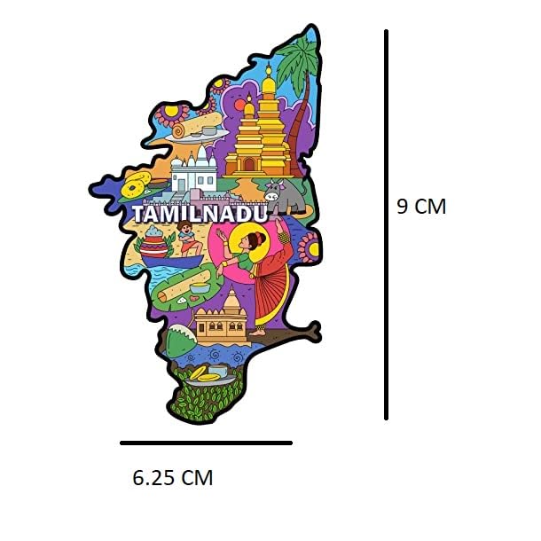 Skywalk India Souvenir Wooden MDF Tamil Nadu Fridge Magnet (Multicolour) - Image 2