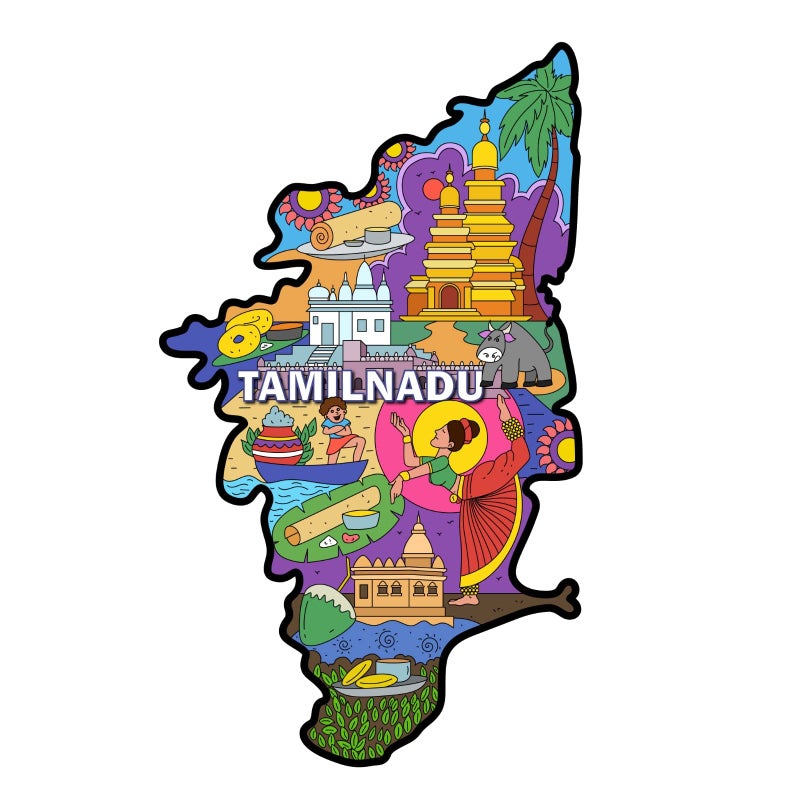 Skywalk India Souvenir Wooden MDF Tamil Nadu Fridge Magnet (Multicolour) - Image 5