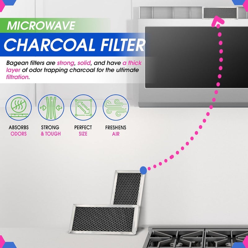 Bagean Microwave Filter Replacement 8.67" x 3.95" for JX81H WB02X10956 GE Microwave Charcoal Filter - Fits Samsung Carbon Filter - Freshens and Filters Kitchen Air in Over-the-Range Oven Stove Fan (2-Pack) - Image 1