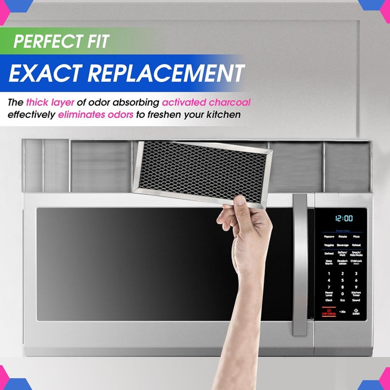 Bagean Microwave Filter Replacement 8.67" x 3.95" for JX81H WB02X10956 GE Microwave Charcoal Filter - Fits Samsung Carbon Filter - Freshens and Filters Kitchen Air in Over-the-Range Oven Stove Fan (2-Pack) - Image 4