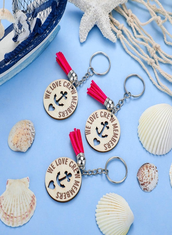 Equsion 24 Pcs Anchor Keychain Bulk Wooden Cruise Keychain Nautical Party Favors Cruise Gift Exchange Ideas Wedding Favors for Guests Nautical Souvenirs Gifts - Image 2