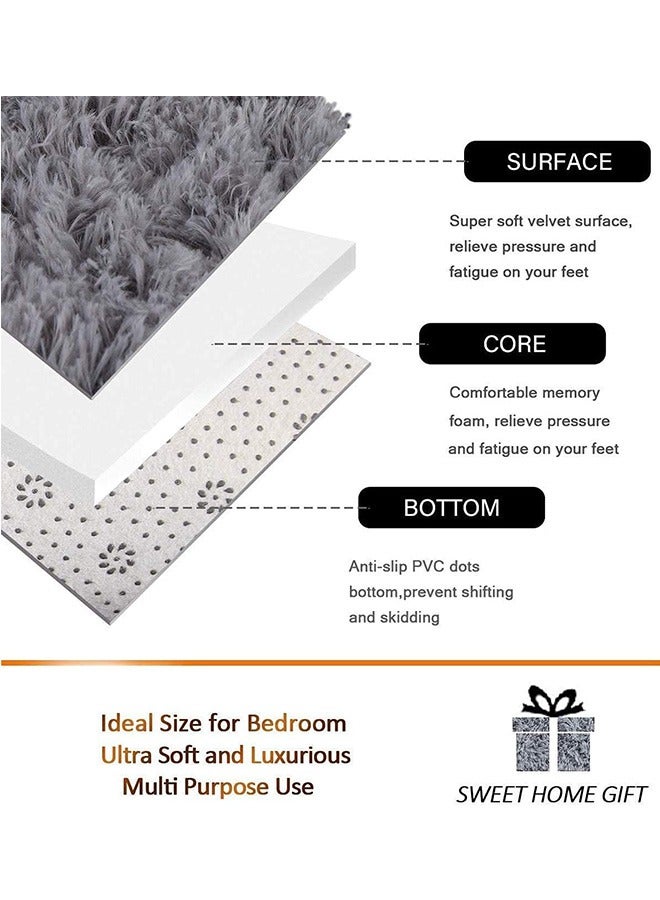 LENND Area Rugs for Bedroom Living Room Fluffy  Fur Rug for Kids Nursery Dorm Room Cozy Furry Rugs Plush Throw Rug  Decorative Accent Rug for Indoor Home Floor Carpet 120 x 160 cm(Grey)  - Image 4