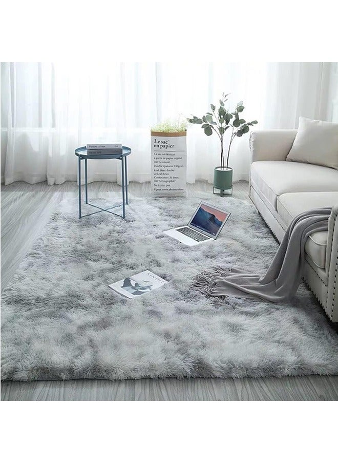 LENND Area Rugs for Bedroom Living Room Fluffy  Fur Rug for Kids Nursery Dorm Room Cozy Furry Rugs Plush Throw Rug  Decorative Accent Rug for Indoor Home Floor Carpet 120 x 160 cm(Grey)  - Image 1