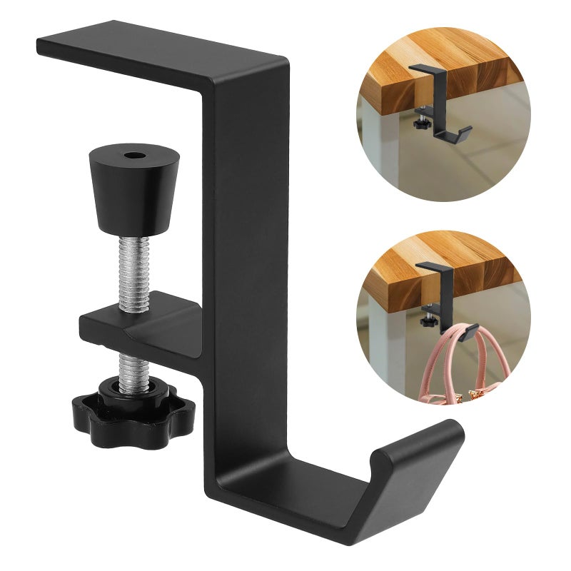 cobee Purse Hook for Table Purse Hanger for Desk ClampOn Under Desk Backpack Hanger Womens Bag Hook for Handbag and Purse HolderBlack Single Hook