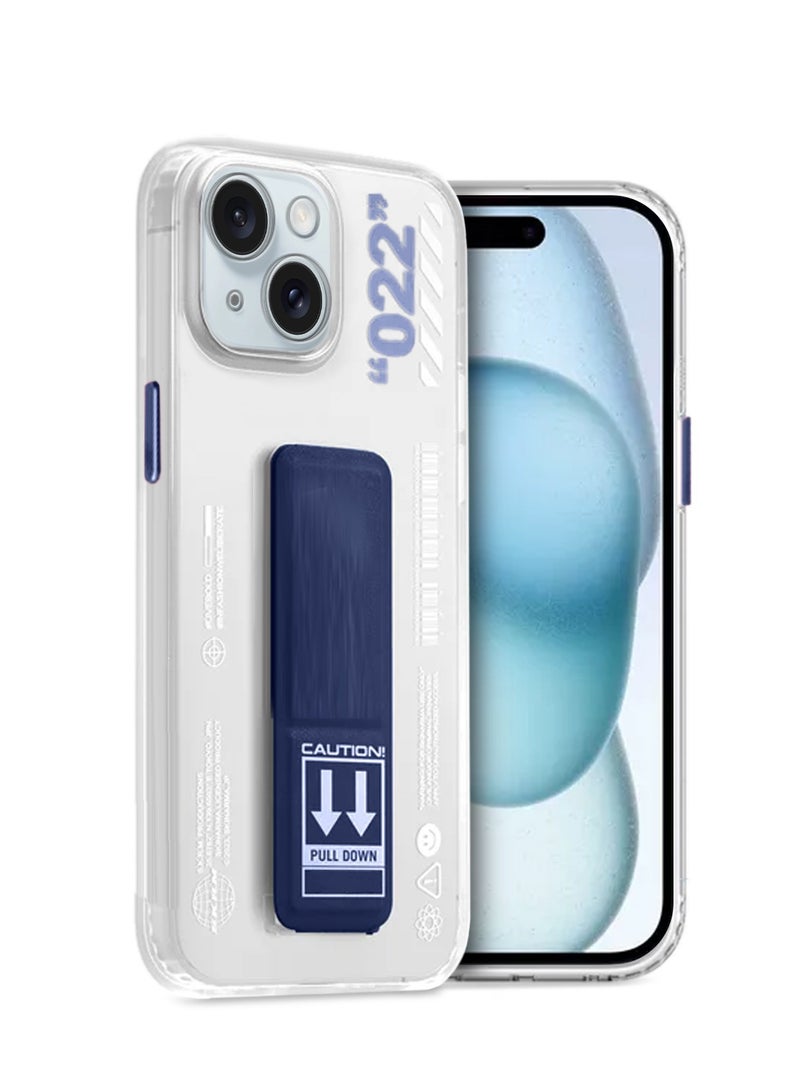 Wtech TPU Hand Grip Air Pillow Case Cover For Apple iPhone 15 2023 Clear/Navy Blue