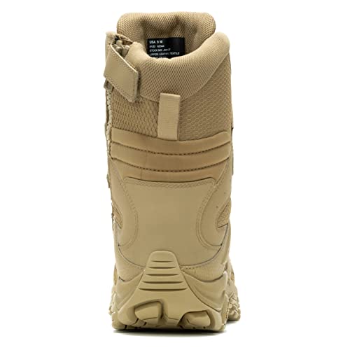 Merrell Men's Moab 3 8" Tactical Zip Waterproof Boots, Durable Coated Leather Hiking & Combat Shoes Military, Dark Coyote, 9 Wide - Image 4