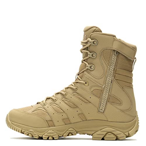 Merrell Men's Moab 3 8" Tactical Zip Waterproof Boots, Durable Coated Leather Hiking & Combat Shoes Military, Dark Coyote, 9 Wide - Image 3