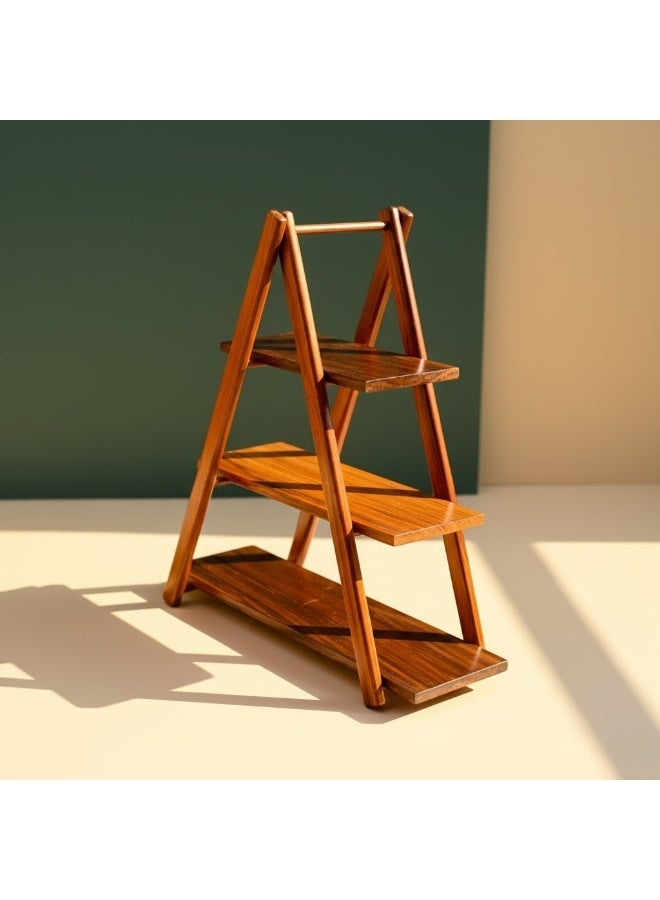 كذا هوم ستاند تقديم خشبي فاخر متعدد الطبقات – حامل عرض 3 مستويات بتصميم هرمي للحلويات والتمر والتسالي وديكور السفرة - Image 4