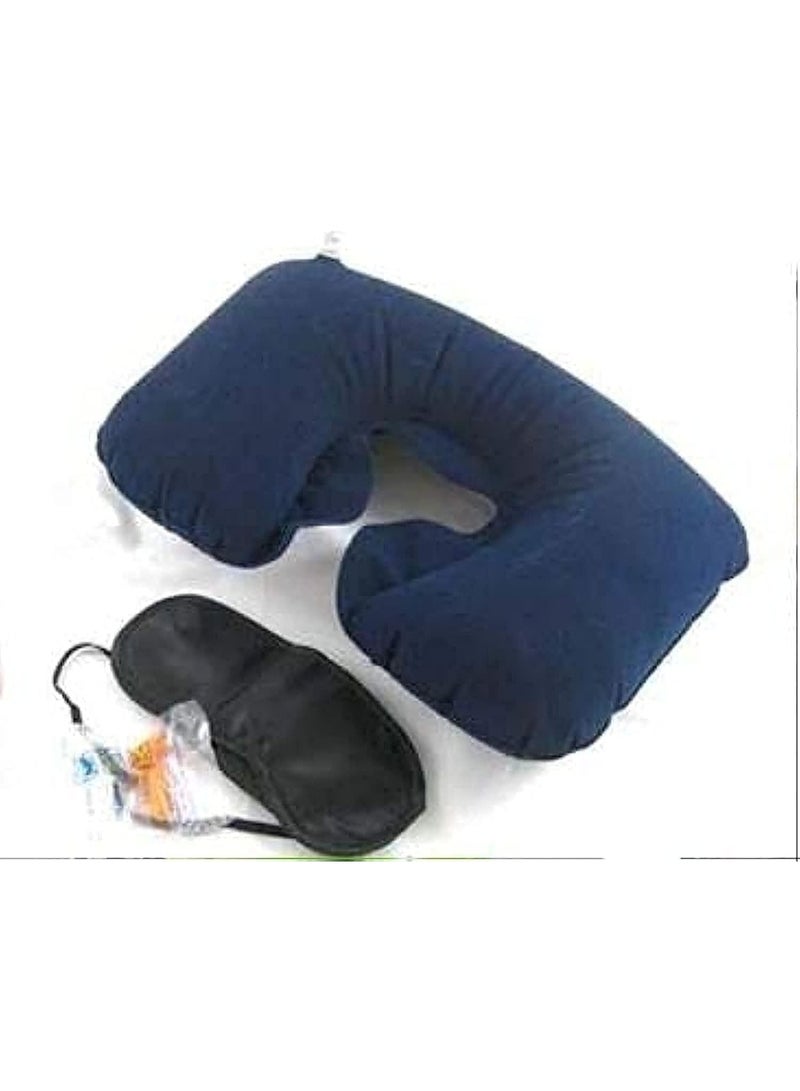 وسادة سفر قابلة للنفخ مع سدادة أذن وقناع للعين الوان متعددة - Image 3