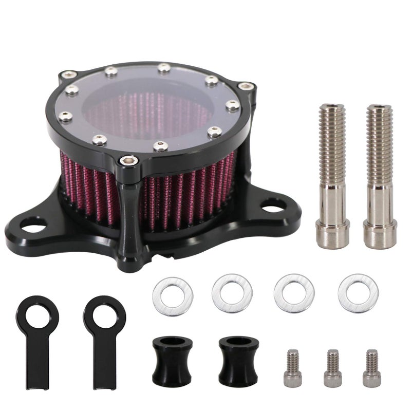 KIPA Air Cleaner Intake Filter System Kit For Sportster XL883 XL883N XL883R XL883P XL1200 XL1200L XL1200X Iron 883 Forty Eight XL1200X 20042016 Billet Aluminum CNC Machined Washable