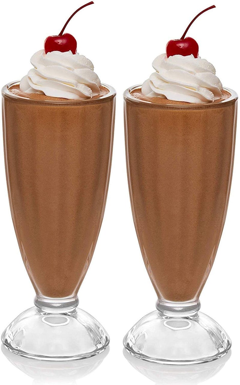 RISELLO Crystal Clear American Style Soda Fountain Ice Cream Falooda Dessert Sundae Milkshake Glass Set 350 ml Transparent 2 - Image 1