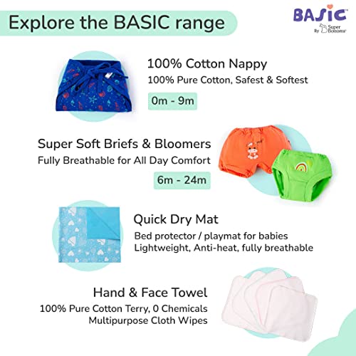 Superbottoms Basic Leakage-proof advanced cloth diapers for babies, High Absorbent 100% cotton 3 reusable diaper and 3 insert pad Combo Pack washable cloth diaper 3M -3Years Adjustable, Reduces Rash - Image 5
