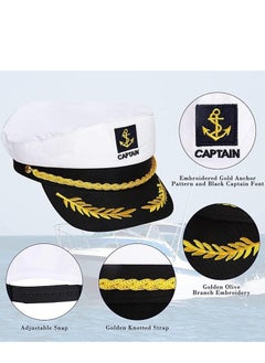SYOSI Sailor Captain Yacht Hat Cap Costume Golden Embroidery Pilot Navy Marine Admiral for Halloween Accessory Kids Pretend Play Party Favors  - Image 3