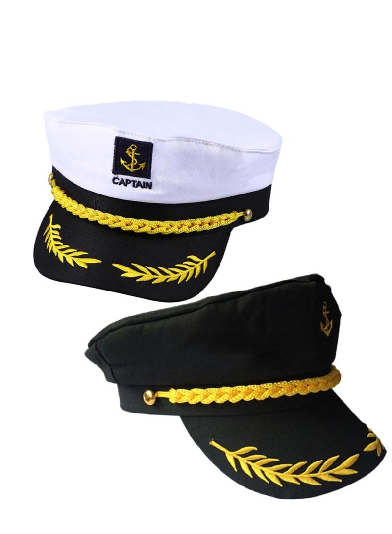 SYOSI Sailor Captain Yacht Hat Cap Costume Golden Embroidery Pilot Navy Marine Admiral for Halloween Accessory Kids Pretend Play Party Favors - Image 1