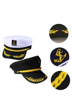 SYOSI Sailor Captain Yacht Hat Cap Costume Golden Embroidery Pilot Navy Marine Admiral for Halloween Accessory Kids Pretend Play Party Favors  - Image 4
