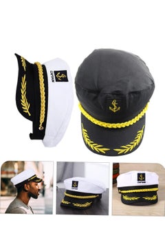 SYOSI Sailor Captain Yacht Hat Cap Costume Golden Embroidery Pilot Navy Marine Admiral for Halloween Accessory Kids Pretend Play Party Favors  - Image 2