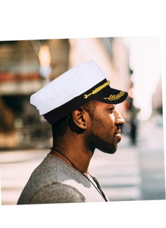 SYOSI Sailor Captain Yacht Hat Cap Costume Golden Embroidery Pilot Navy Marine Admiral for Halloween Accessory Kids Pretend Play Party Favors  - Image 5