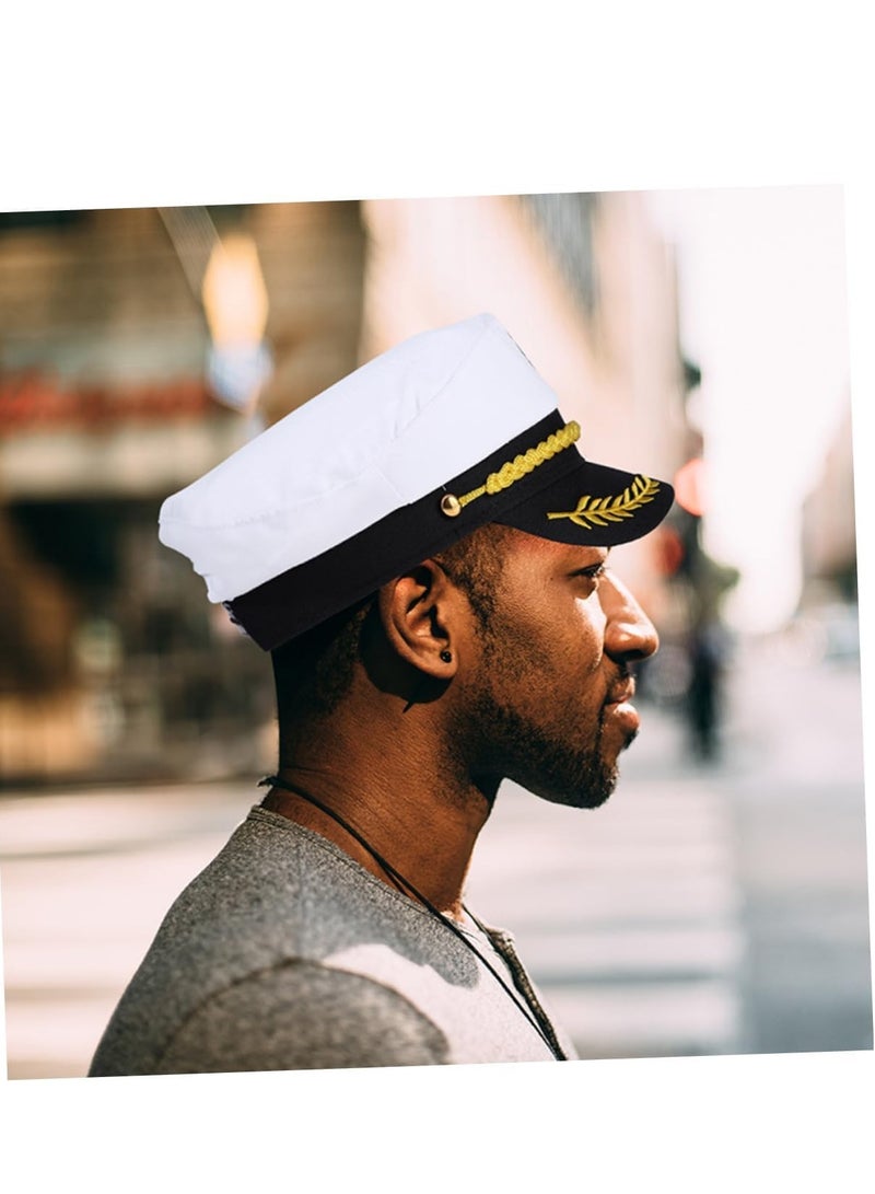 SYOSI Sailor Captain Yacht Hat Cap Costume Golden Embroidery Pilot Navy Marine Admiral for Halloween Accessory Kids Pretend Play Party Favors - Image 5