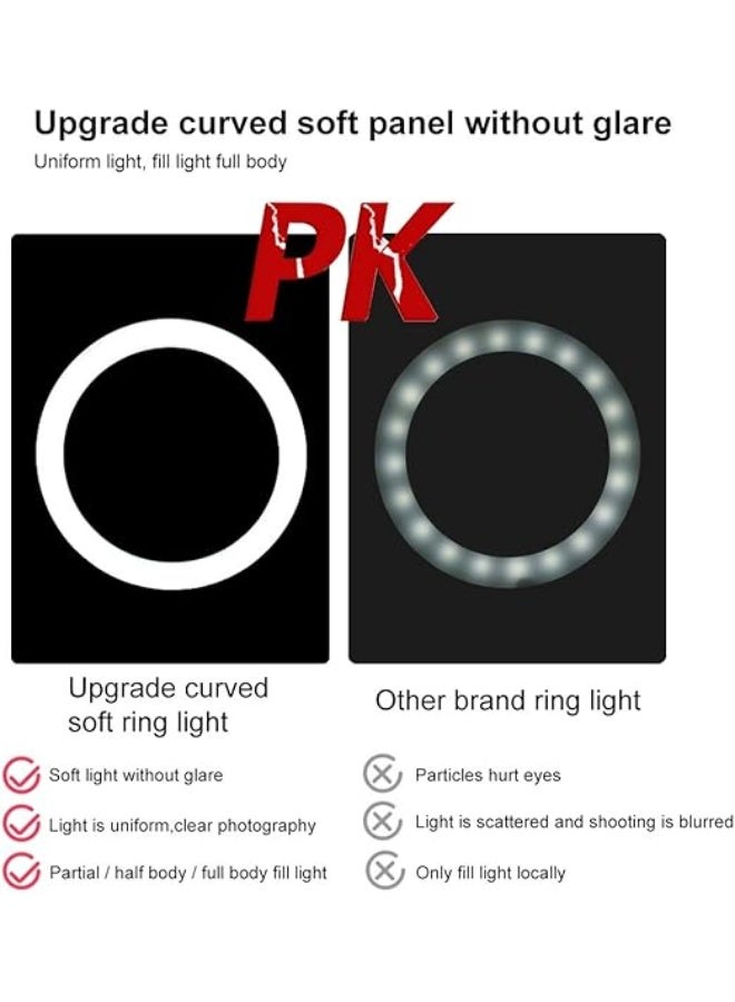 حلقة إضاءة سيلفي بحجم 10.2 بوصة مع حامل ثلاثي وقاعدة للهاتف – إضاءة LED قابلة للتعتيم للجمال، للبث المباشر، التصوير، المكياج، يوتيوب، تيك توك – متوافقة مع آيفون وأندرويد – تعمل عبر USB - Image 3