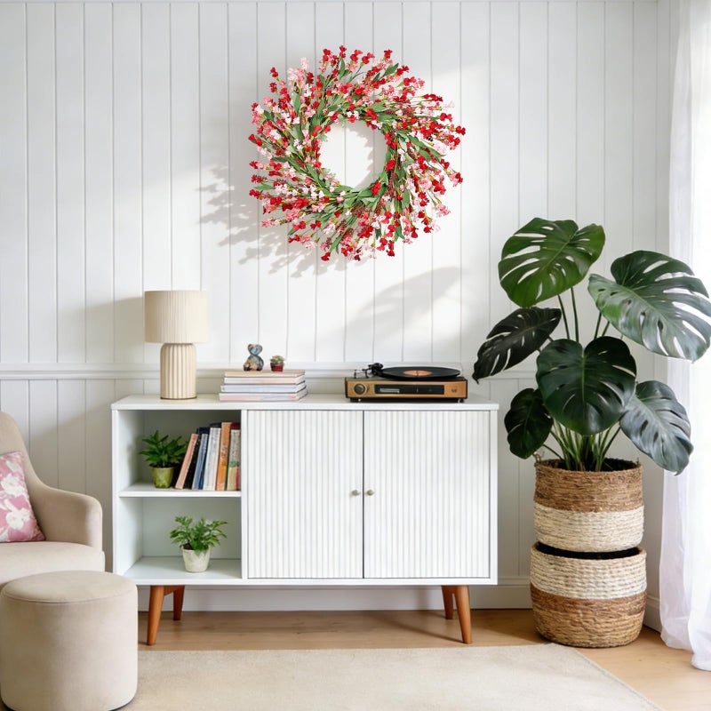 Artgar Front Door Wreath 26 Inch Spring/Summer Wreaths for Front Door, Front Door Wreaths for All Seasons for Indoor Outdoor Home Office Wall Window Wedding Farmhouse Decor (Red Pink) - Image 4