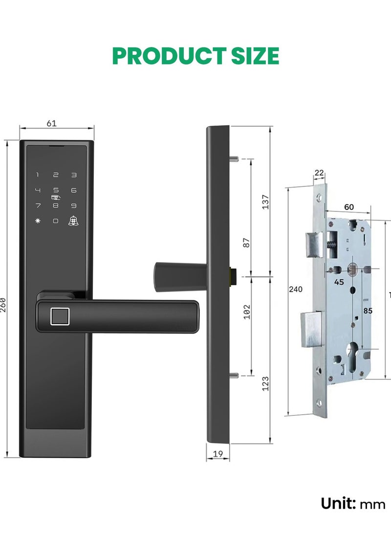 Smart Door Lock,Biometric Fingerprint Door Lock, Keyless Entry Door Lock, Door Lock with Keypad, 240-4585 Mortise Smart Door Lock, Digital Door Lock with Handle, WiFi Door Lock with APP Control - pzsku/ZCC487A70A0761FD30716Z/45/_/1728356662/e5410142-b9eb-4609-ba08-561b5d6a4cf1
