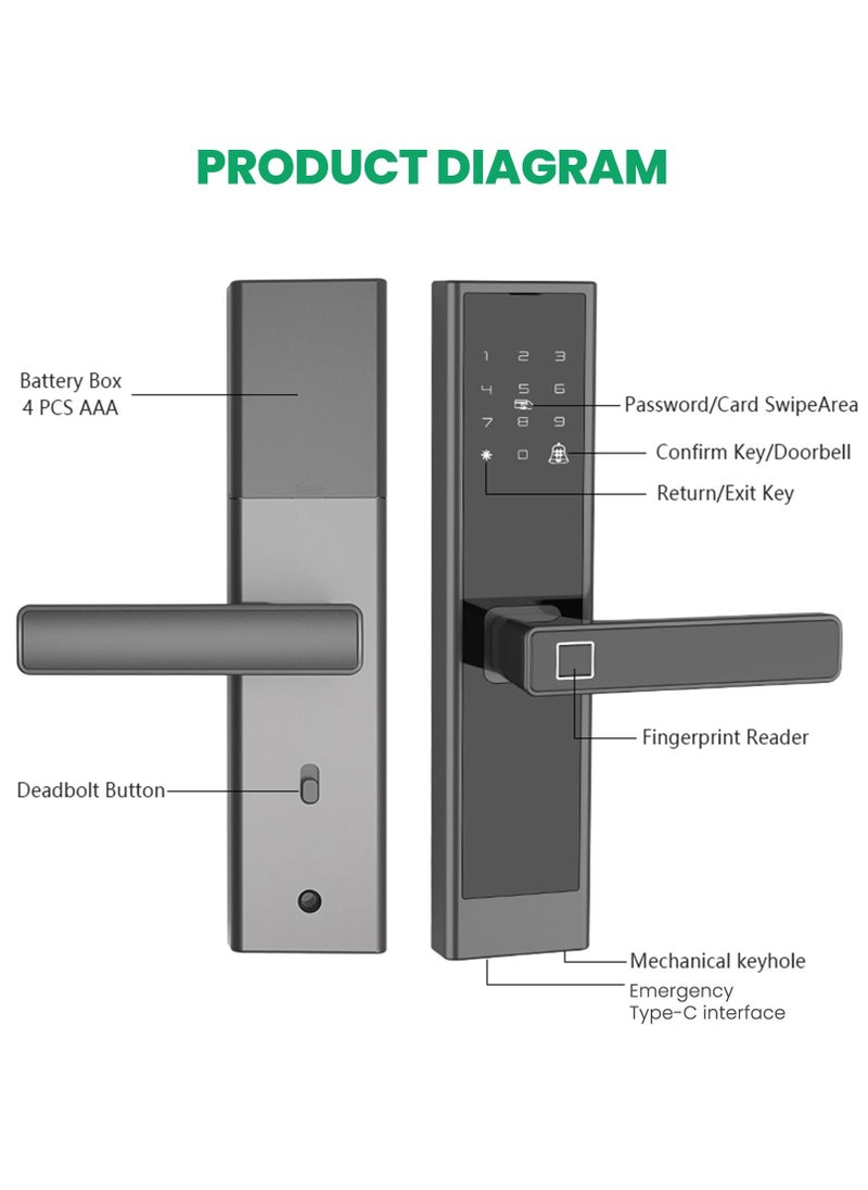 Smart Door Lock,Biometric Fingerprint Door Lock, Keyless Entry Door Lock, Door Lock with Keypad, 240-4585 Mortise Smart Door Lock, Digital Door Lock with Handle, WiFi Door Lock with APP Control - pzsku/ZCC487A70A0761FD30716Z/45/_/1728356694/8ba20b9e-97d3-480f-81d6-b34888eadc39