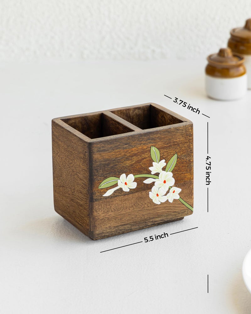 Aurum Crafts Bella Mango Wood Cutlery Stand - Image 2