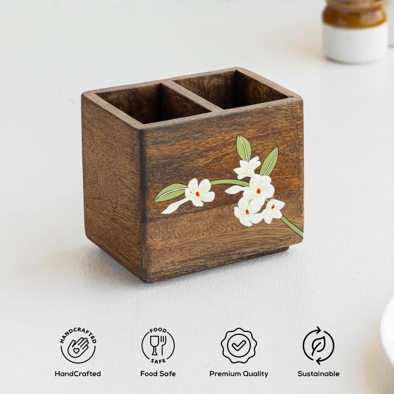 Aurum Crafts Bella Mango Wood Cutlery Stand - Image 4