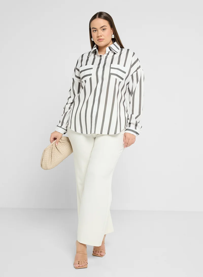 ايلا بلس Striped Button Down Shirt