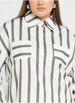 Ella Plus Striped Button Down Shirt  - Image 3