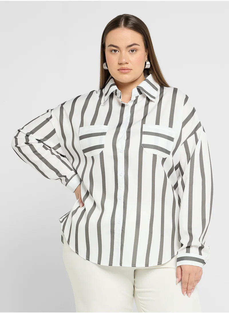 Ella Plus Striped Button Down Shirt