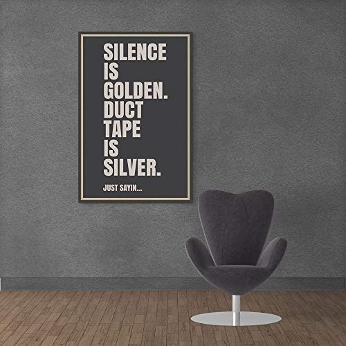 Inephos Silence is Golden Quote Poster | Funny Posters for Room (Size: 8 inch X 12 inch, Framed, Laminated Print) - Image 1