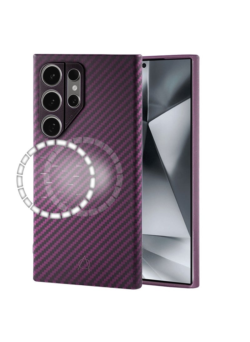 A-CASE for Samsung S24 Ultra Case Compatible with Magnetic, [Grade Drop Protection] Shockproof Protective Case for S24 Ultra 6.8 inch, 1500D Aramid Fiber Made Cover - Purple - Image 5