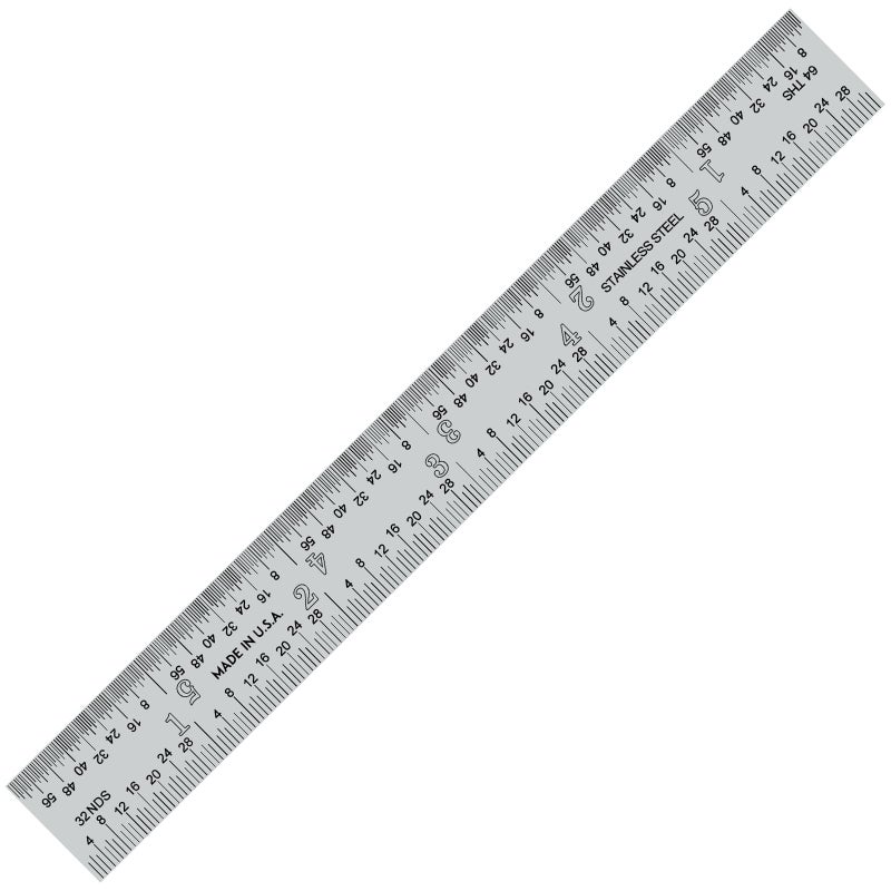 PEC Tools 6 Inch Machinist Pocket Ruler - Stainless Steel Rigid Ruler, 32nds and 64ths Graduations on Front, Decimal Equivalents Chart on Back, Made in USA - Image 1