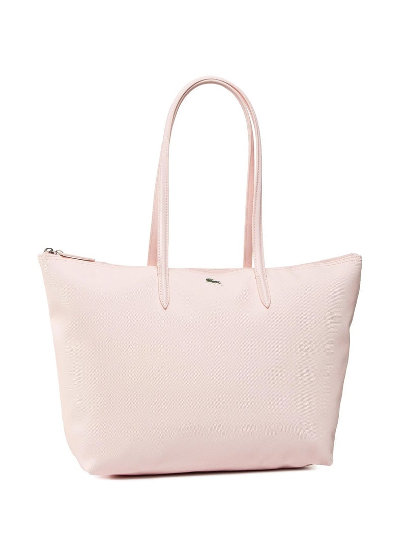 LACOSTE Women's L12.12 Concept Fashion Versatile Large Capacity Zipper Handbag Tote Bag Shoulder Bag Large Light Pink  - Image 1